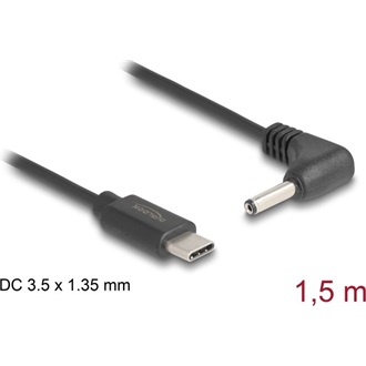 Delock USB Type-C  tápkábel - DC 3,5 x 1,35 mm méretű apa hajlított 1,5 m