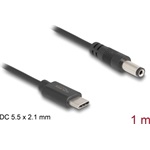 Delock USB Type-C  tápkábel - DC 5,5 x 2,1 mm méretű apa 1 m