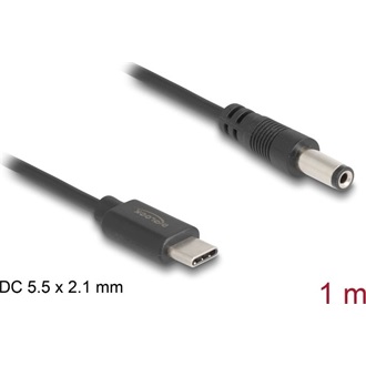 Delock USB Type-C  tápkábel - DC 5,5 x 2,1 mm méretű apa 1 m