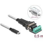 Delock USB Type-C -típusú adapter   1 x soros RS-422/485 apa 6 tűs terminal blockkal 5 V 0,5 m