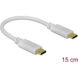 Delock USB-C -> USB-C M/M töltő adapter 0.15m fehér PD 100W, E-Marke
