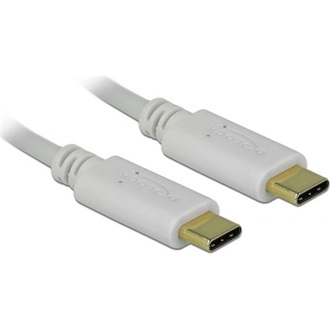 Delock USB-C -> USB-C M/M töltő adapter 0.15m fehér PD 100W, E-Marke