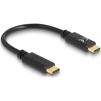 Delock USB-C -> USB-C M/M töltőkábel 0.15m fekete PD 5A E-Marker