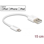 Delock USB-A 2.0 -> Lightning M/M adatkábel 0.15m fehér
