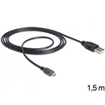 Delock USB-A 2.0 -> USB-B 2.0 micro M/M adatkábel 1.5m fekete LED kijelzővel