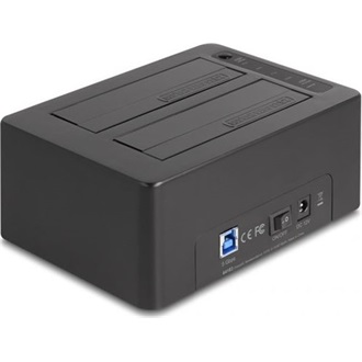 Delock USB kettős dokkoló állomás 2 x SATA HDD / SSD számára klónozási funkcióval és kártyaolvasóval + további USB port