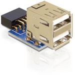 Delock USB-A Pinheader -> 2db USB-A 2.0 F/F adapter