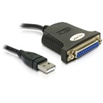 Delock USB-A 2.0 -> Parallel DB25 M/F adapter 0.8m fekete