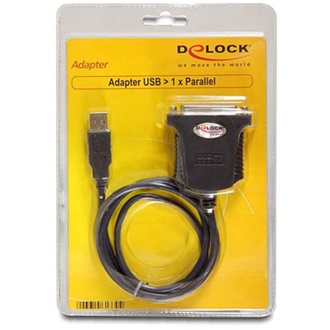 Delock USB-A 2.0 -> Parallel DB25 M/F adapter 0.8m fekete