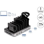 Delock USB töltőállomás 3 db. USB Type-C  PD-vel és 3 db. USB A-típusú csatlakozási felülettel (112 W)