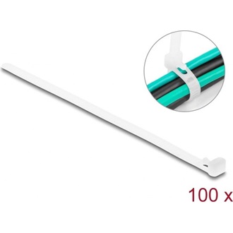 Delock Újrahasználható kábelkötegelő H 200 x Sz 7,2 mm 100 db. Fehér