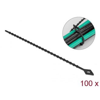 Delock Újrahasználható kötöző Hx 200 x Sz 2,4 mm 100 db. Fekete