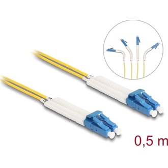 Delock Üvegszálas optikai kábel LC Duplex - LC Duplex egyszerű módozatú, OS2 hajlított, 0,5 m