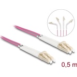 Delock Üvegszálas optikai kábel LC Duplex - LC Duplex egyszerű többszörös, OM4 hajlított, 0,5 m