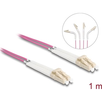 Delock Üvegszálas optikai kábel LC Duplex - LC Duplex egyszerű többszörös, OM4 hajlított, 1 m