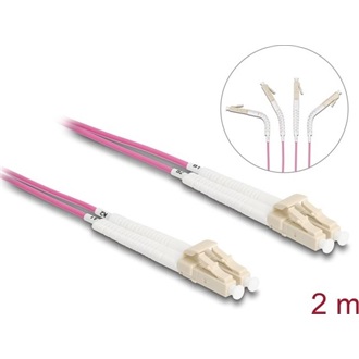 Delock Üvegszálas optikai kábel LC Duplex - LC Duplex egyszerű többszörös, OM4 hajlított, 2 m