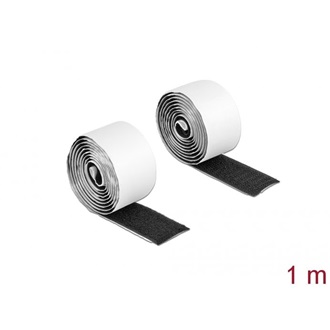 Delock Velcro öntapadó tépőzáras szalag-szett, H 1 m és Sz 25 mm fekete