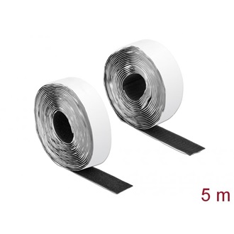 Delock Velcro öntapadó tépőzáras szalag-szett, H 5 m és Sz 25 mm fekete