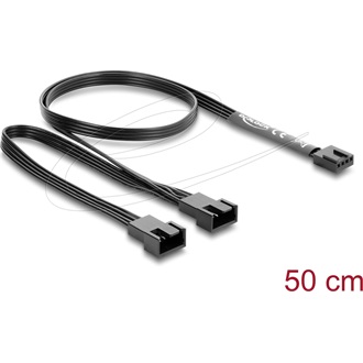 Delock Ventilátorkábel 1 x 4 tűs PWM csatlakozóaljzat - 2 x 4 tűs PWM csatlakozó, fekete   50 cm hosszú, 20 cm-es elágaz