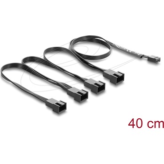 Delock Ventilátorkábel 1 x 4 tűs PWM csatlakozóaljzat - 4 x 4 tűs PWM csatlakozó, fekete   40 cm hosszú, 20 cm-es elágaz