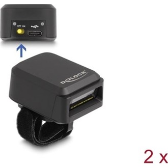 Delock Vonalkód leolvasó karika 1D és 2D 2,4 GHz vagy Bluetooth-szal (2 darab) + töltőállomás