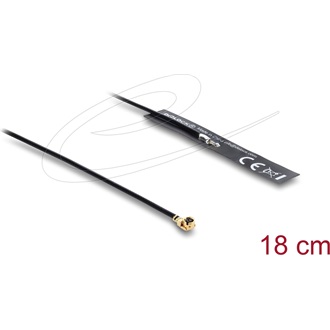 Delock WiFi 2,4 GHz Antenna I-PEX Inc., MHF  I-dugó 3,4 dBi mindenirányban rögzíthető, csatlakozó kábellel (1.13, 18 cm)