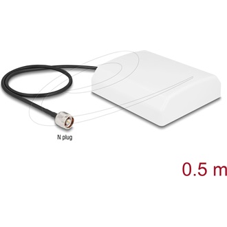 Delock WiFi 2,4 GHz-antenna, N-csatlakozódugó, 8 dBi kétirányú, csatlakozókábellel RG-58, 50 cm, fehér, kültéri