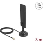 Delock WiFi 5,8 GHz-es antenna RP-SMA-dugó 3 dBi mindenirányú RG-174 csatlakozó kábellel 3 m, billenőcsuklóval és mágnes
