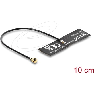 Delock WiFi 6 Antenna I-PEX Inc., MHF  I-dugó 4,5 - 5,0 dBi mindenirányban rögzíthető, csatlakozó kábellel (1.13, 10 cm)