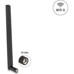 Delock WiFi 6 antenna RP-SMA-dugó 3 - 6 dBi mindenirányú, dönthető csatlakozással (fekete színű)
