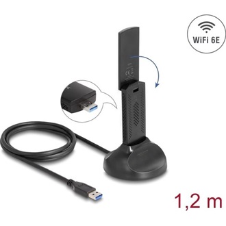 Delock Wi-Fi 6E duális Band WLAN USB adapter AX5400 (2 x 2402 + 574 Mbps)