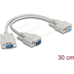 Delock Y kábeles adapter D-Sub9 1 x anya - 2 x apa csavarokkal 30 cm
