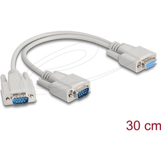 Delock Y kábeles adapter D-Sub9 1 x anya - 2 x apa csavarokkal 30 cm