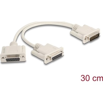 Delock Y osztott kábeles adapter D-Sub 15 tűs apa - 2 x D-Sub 15 tűs anya csavarokkal 30 cm
