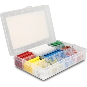 Delock Zsugorodó cső forrasztó vezeték csatlakoztató kiegészítők doboza, 308 db. színes hőre