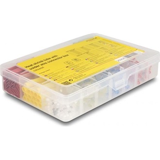 Delock Zsugorodó cső forrasztó vezeték csatlakoztató kiegészítők doboza, 308 db. színes hőre