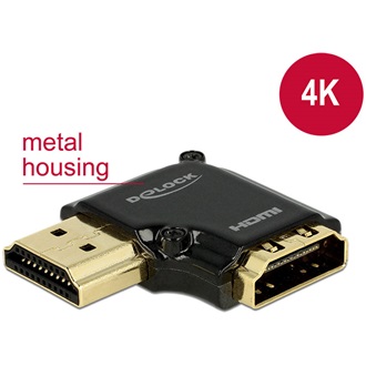Delock HDMI 1.4 M/F adapter fekete 4k, 90° bal