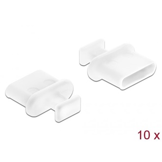 Delock fogantyűval USB-C dugó portvédő fehér 10db