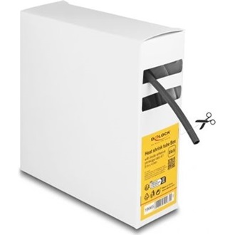 Delock hőre zsugorodó cső doboz, belső ragasztóval, zsugorodási arány 4:1, 5 m x 4 mm fekete