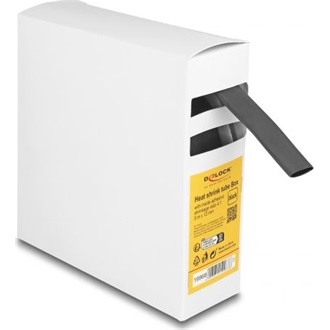 Delock hőre zsugorodó cső doboz, belső ragasztóval, zsugorodási arány 4:1, 5 mx 12 mm fekete