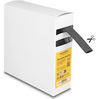 Delock hőre zsugorodó cső doboz, belső ragasztóval, zsugorodási arány 4:1, 5 mx 12 mm fekete