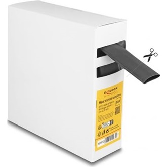 Delock hőre zsugorodó cső doboz, belső ragasztóval, zsugorodási arány 4:1, 5 mx 20 mm fekete