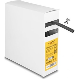 Delock hőre zsugorodó cső doboz, belső ragasztóval, zsugorodási arány 4:1, 5 mx 6 mm fekete