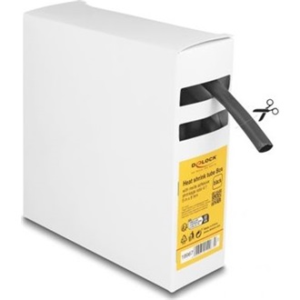 Delock hőre zsugorodó cső doboz, belső ragasztóval, zsugorodási arány 4:1, 5 mx 8 mm fekete