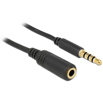 Delock Jack stereo 3,5mm (4pin) M/F audio kábel hosszabbító 5m fekete