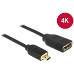 Delock HDMI micro D -> HDMI Ethernet M/F video jelkábel 0.2m 4K fekete