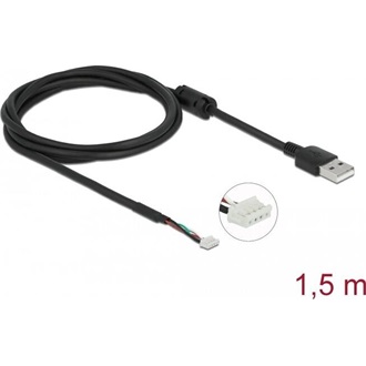 Delock USB-A 2.0 -> SMT 4pin M/F adatkábel 1.5m fekete
