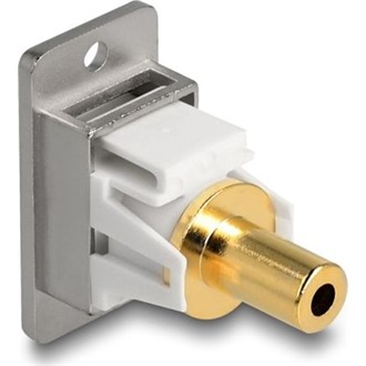 Delock panel tartó sztereó aljzat 3,5 mm-es 3 tűs sztereó jack aljzat 3,5 mm 3 tűs aranyozott ezüst / fehér