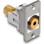 Delock panel tartó sztereó jack aljzat 3,5 mm 4 tűs > sztereó jack anya 3,5 mm 4 tűs aranyozott ezüst / fehér