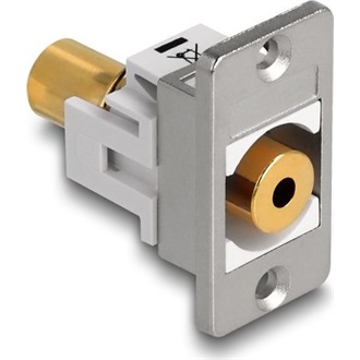 Delock panel tartó sztereó jack aljzat 3,5 mm 4 tűs > sztereó jack anya 3,5 mm 4 tűs aranyozott ezüst / fehér